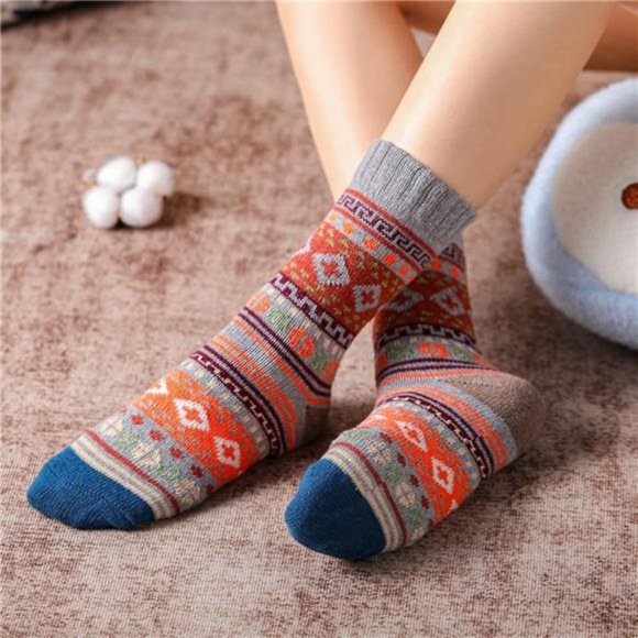 Wool Socks for Women - 5 Pairs Soft Cozy Knit Womens Wool Socks, Winter Warm - Picture 3 of 7